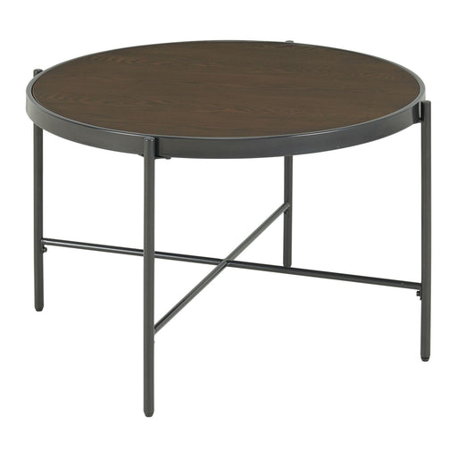 Vienna Round Coffee Table with Wooden Top - Vida Furniture (Laredo,TX)