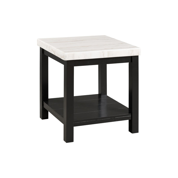 Marcello White Marble Square End Table - Vida Furniture (Laredo,TX)