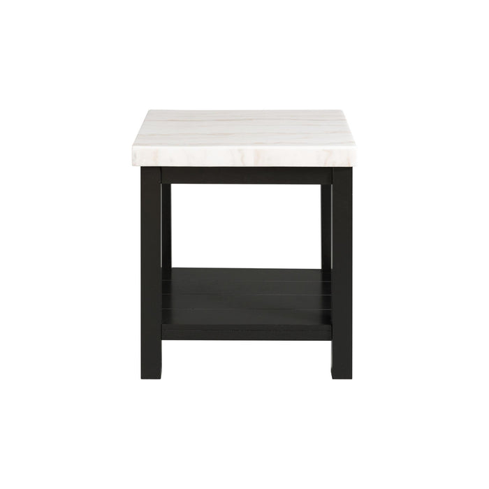 Marcello White Marble Square End Table - Vida Furniture (Laredo,TX)