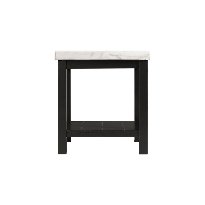 Marcello White Marble Square End Table - Vida Furniture (Laredo,TX)