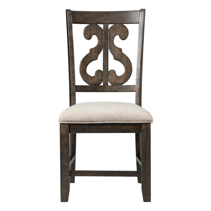 Stone Wooden Swirl Back Side Chair Set of 2 - Vida Furniture (Laredo,TX)