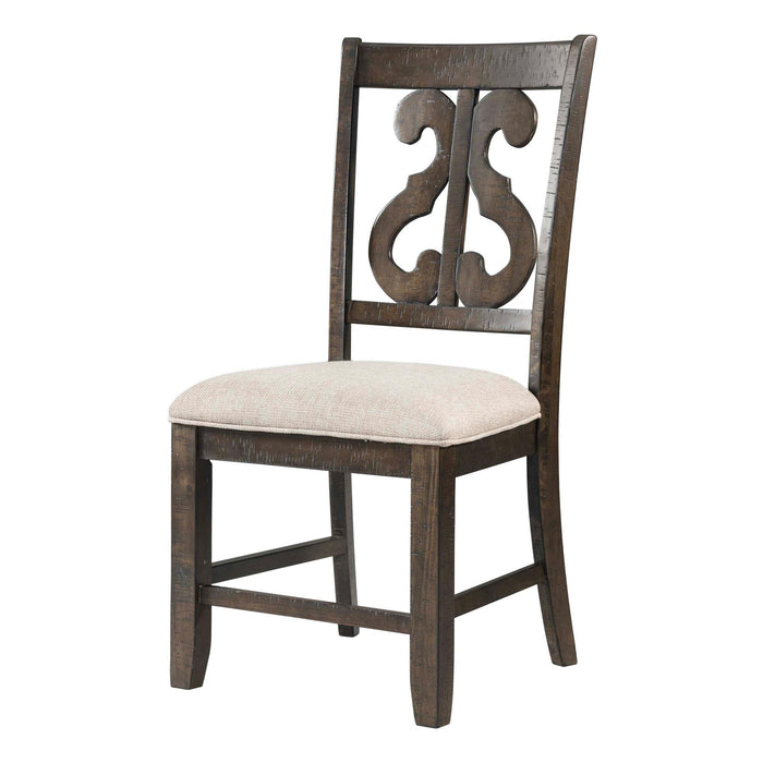 Stone Wooden Swirl Back Side Chair Set of 2 - Vida Furniture (Laredo,TX)