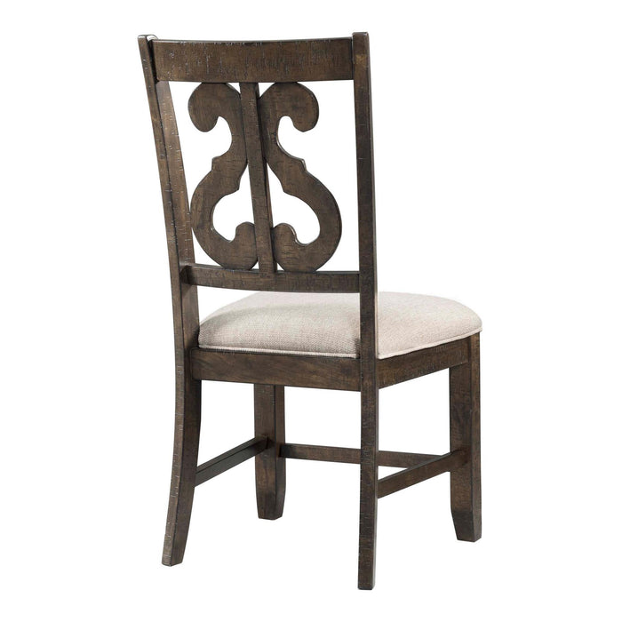 Stone Wooden Swirl Back Side Chair Set of 2 - Vida Furniture (Laredo,TX)