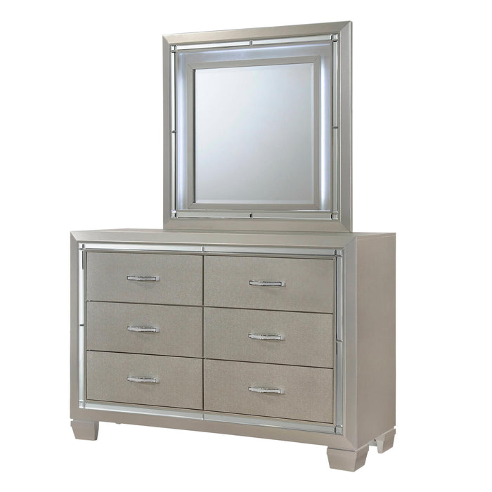 Platinum Youth Dresser & Mirror w/ LED Light Set - Vida Furniture (Laredo,TX)