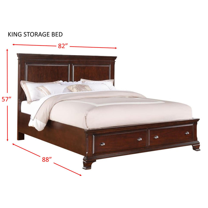 Canton Cherry King Storage Bed - Vida Furniture (Laredo,TX)