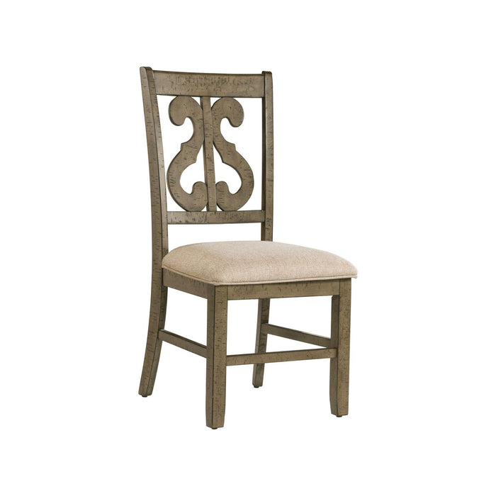 Stone Wooden Swirl Back Side Chair Set of 2 - Vida Furniture (Laredo,TX)