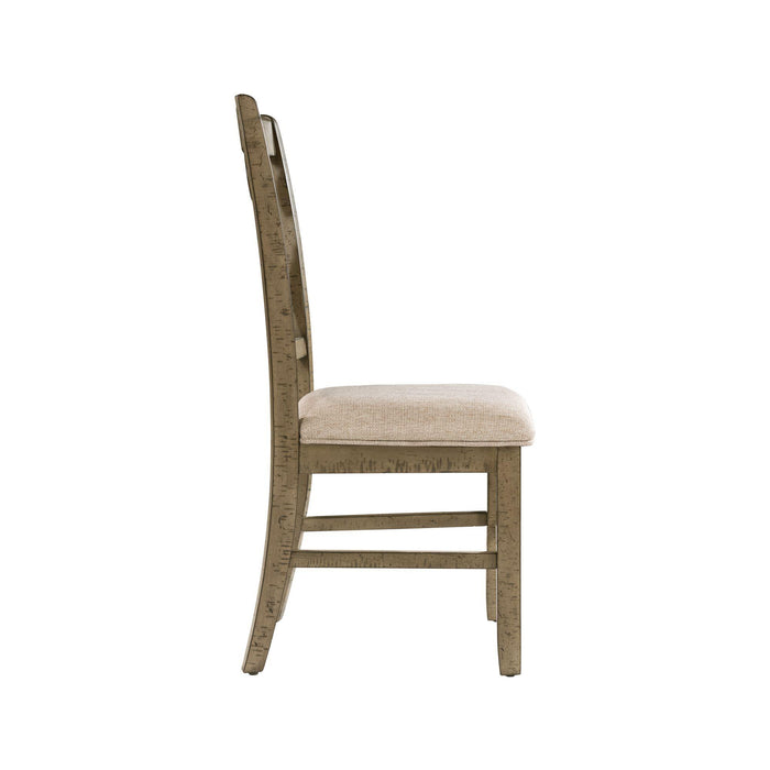Stone Wooden Swirl Back Side Chair Set of 2 - Vida Furniture (Laredo,TX)