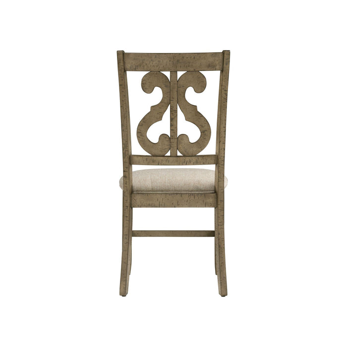 Stone Wooden Swirl Back Side Chair Set of 2 - Vida Furniture (Laredo,TX)