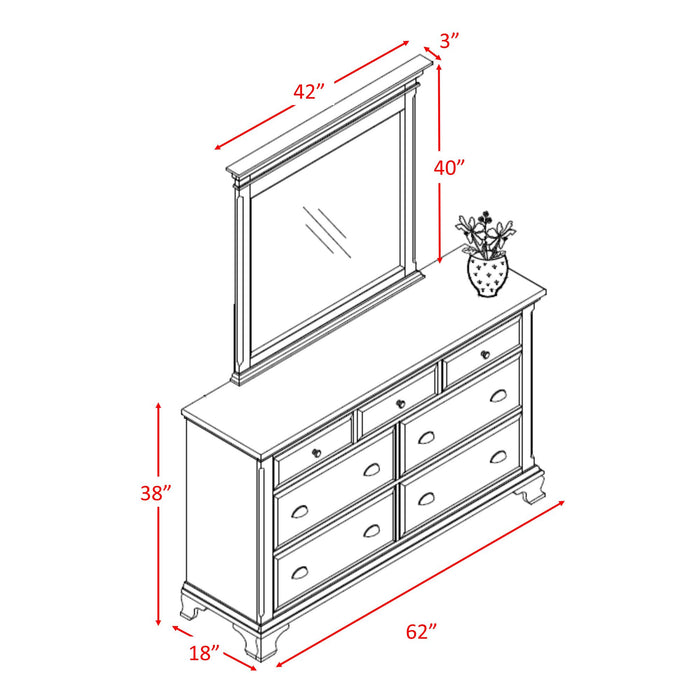 Canton Cherry Dresser & Mirror Set - Vida Furniture (Laredo,TX)