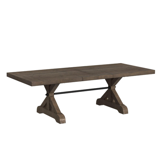 Yellowstone Dining Table with 2x12" Leaves in Medium Brown - Vida Furniture (Laredo,TX)