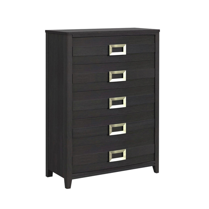 Tobias 5-Drawer Chest in Black - Vida Furniture (Laredo,TX)