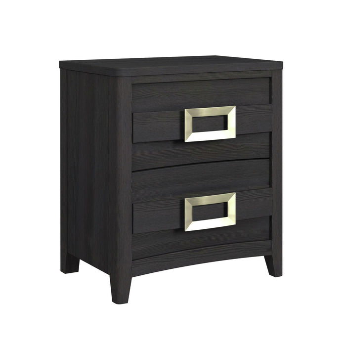 Tobias 2-Drawer Nightstand with USB in Black - Vida Furniture (Laredo,TX)
