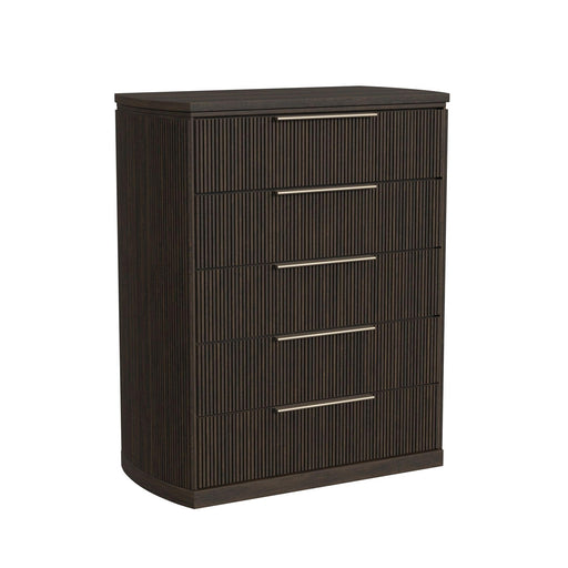 Sylvie 5-Drawer Chest in Dark Brown - Vida Furniture (Laredo,TX)