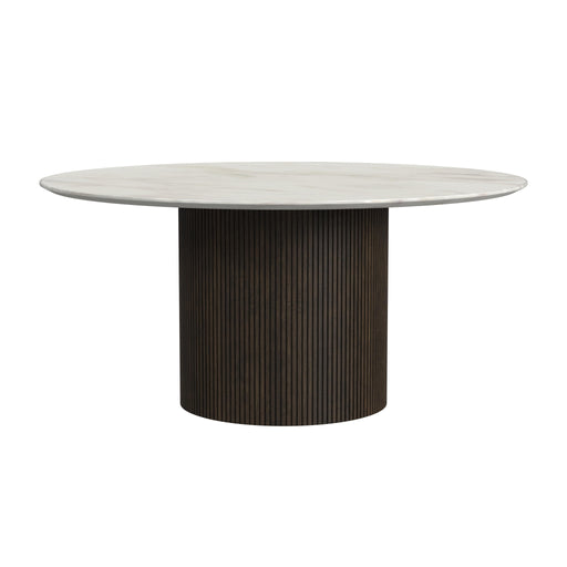 Sylvie 2PC Occasional Table Set with White Faux Marble Top and Base in Dark Brown-Coffee Table & End Table - Vida Furniture (Laredo,TX)