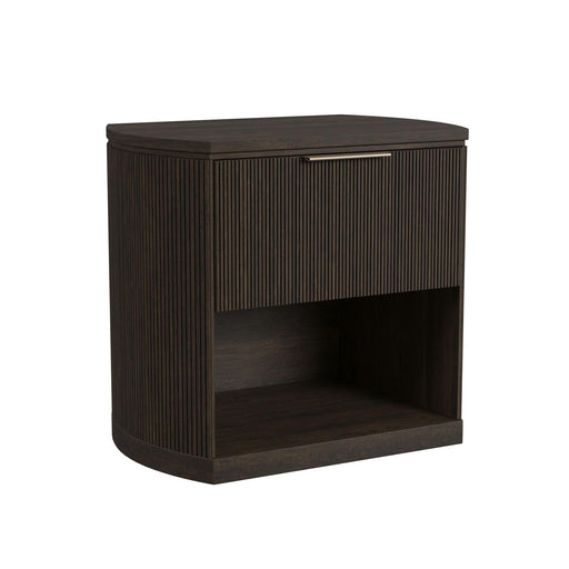 Sylvie 1-Drawer Nightstand with Touch Light in Dark Brown LED - Vida Furniture (Laredo,TX)