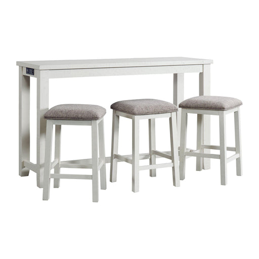 Stone Occasional Bar Table Single Pack in White (Table + Three Stools) - Vida Furniture (Laredo,TX)