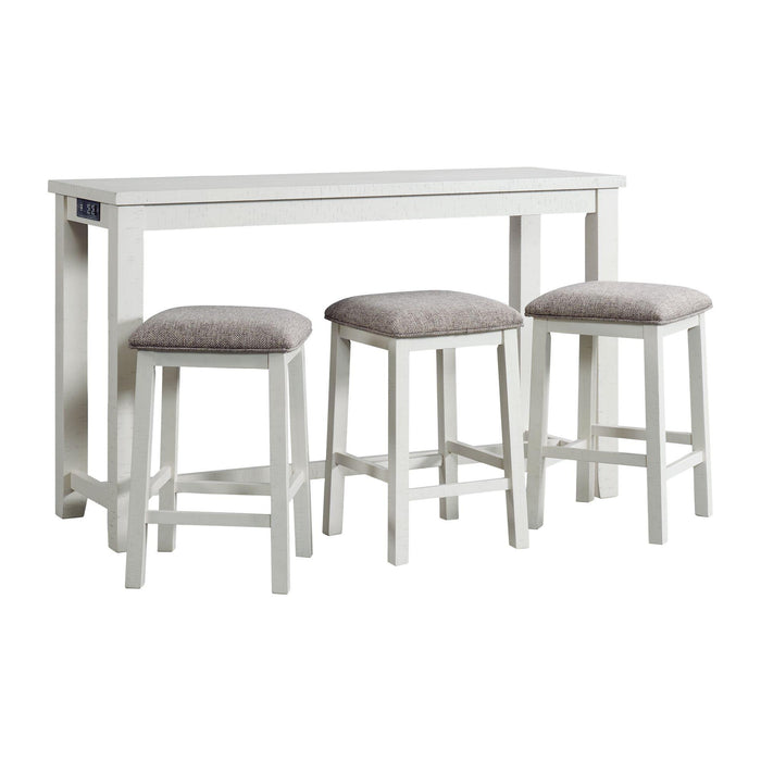 Stone Occasional Bar Table Single Pack in White (Table + Three Stools) - Vida Furniture (Laredo,TX)