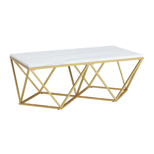 Riko 2PC Occasional Table Set in Gold-Coffee Table & End Table - Vida Furniture (Laredo,TX)