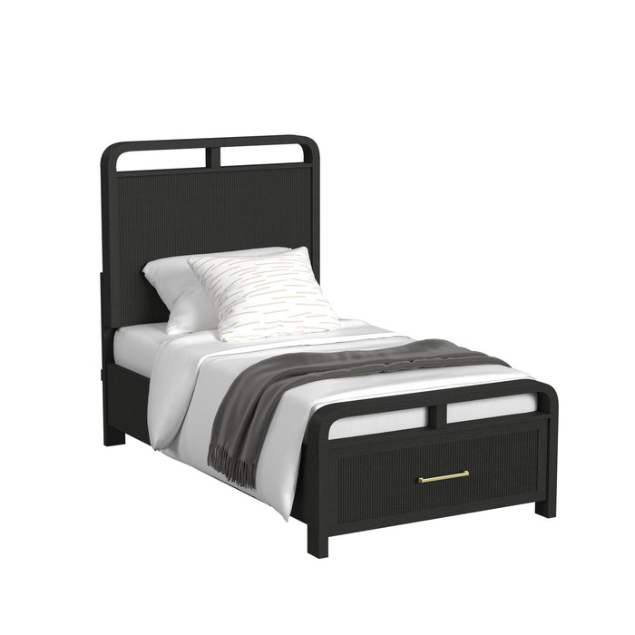 Ridgemont Storage Bedroom Set in Black with Grain - Vida Furniture (Laredo,TX)