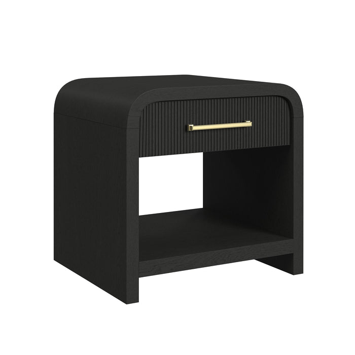 Ridgemont End Table with USB in Black with Grain - Vida Furniture (Laredo,TX)