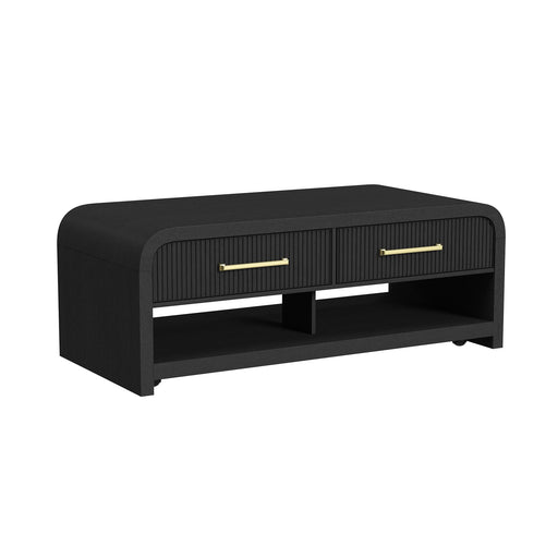 Ridgemont 2PC Occasional Table Set in Black with Grain-Coffee Table & End Table - Vida Furniture (Laredo,TX)