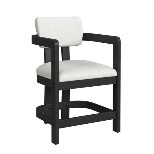 Portland Arm Counter Stool with White Fabric in Black (2 Per Carton) - Vida Furniture (Laredo,TX)