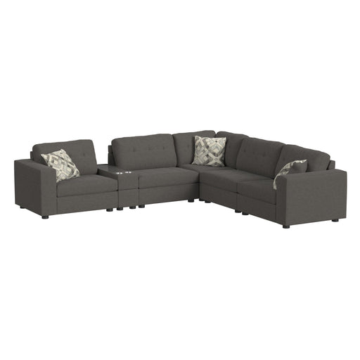 Options One 7PC Living Room Set in Palmer Plus Ash - Vida Furniture (Laredo,TX)