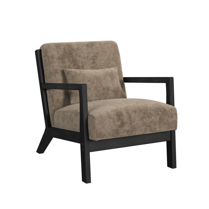Marina Chair with kidney pillow in Langley Cocoa and Brushed Espresso Finish - Vida Furniture (Laredo,TX)