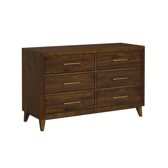 Malia 6-Drawer Dresser in Walnut - Vida Furniture (Laredo,TX)