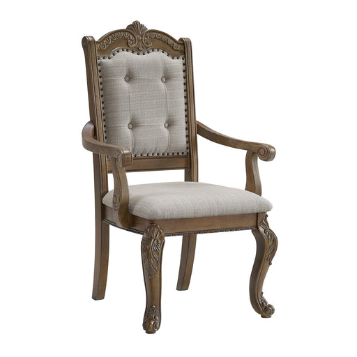 Madison Park Dining Arm Chair with Beige Fabric in Walnut (2 Per Carton) - Vida Furniture (Laredo,TX)