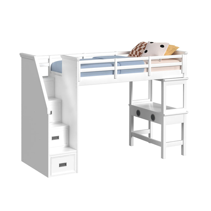 Hampton Kids Loft with Staircase and Desk with Speaker Bedroom Set - Vida Furniture (Laredo,TX)