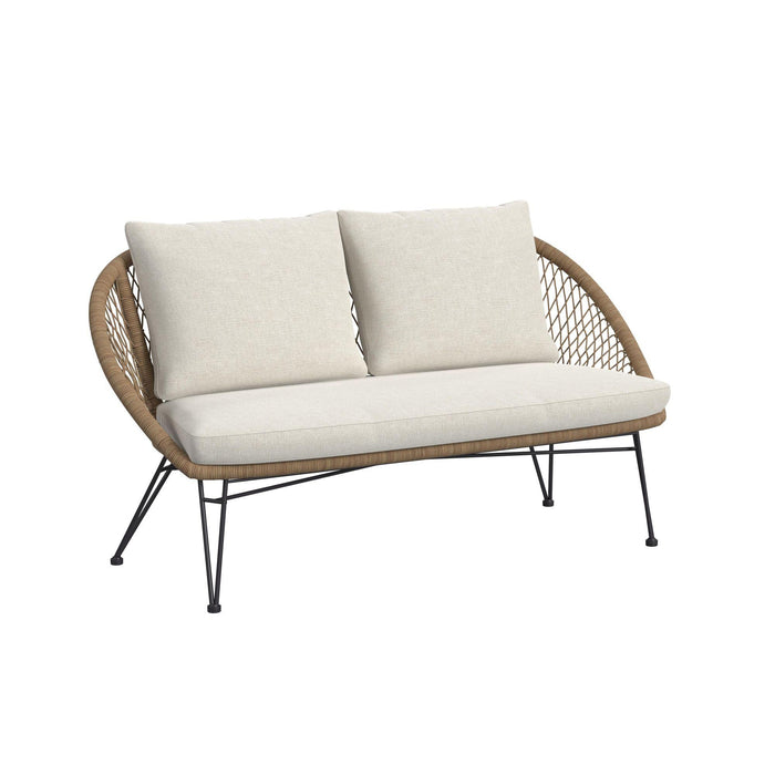 Grace Outdoor Seating 4PC Set - Black, Natural and Olefin Beige - Vida Furniture (Laredo,TX)