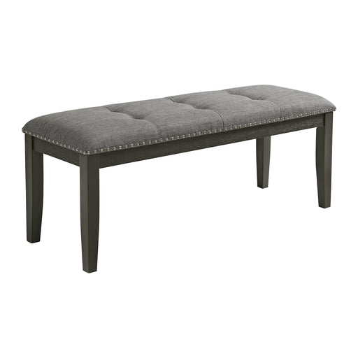 Everdeen Bench w/ Grey Fabric and Nail Heads in Charcoal - Vida Furniture (Laredo,TX)