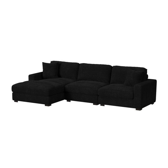 Arizona 3PC Sectional Set with LHF Chaise in Steno Black - Vida Furniture (Laredo,TX)
