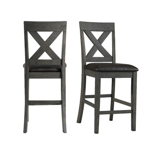 Alex Counter Side Chair W/Black PU Grey (2 Per Pack) - Vida Furniture (Laredo,TX)