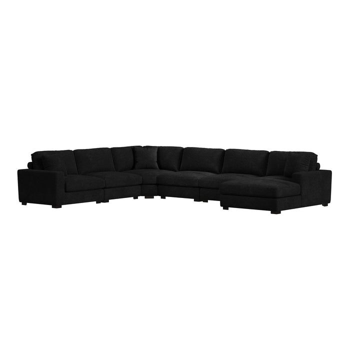 Arizona 6PC Sectional Set with RHF Chaise in Steno Black - Vida Furniture (Laredo,TX)