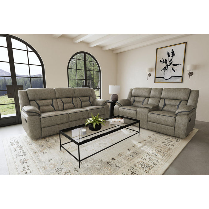 Engage Motion Loveseat with Console in Corral Grey - Vida Furniture (Laredo,TX)