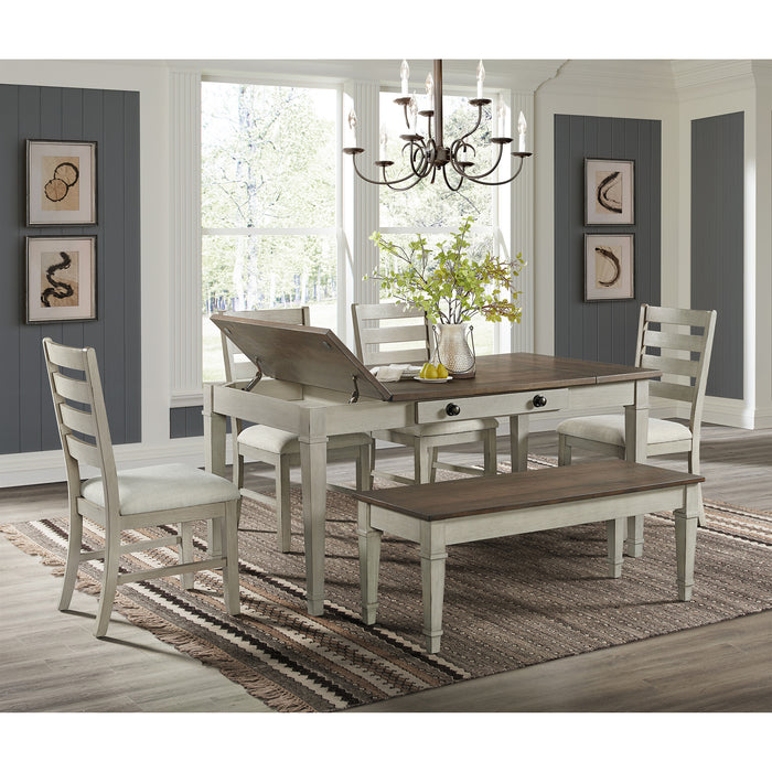 Farmington Rectangular Dining Table in Medium Brown and Washed Stone - Vida Furniture (Laredo,TX)