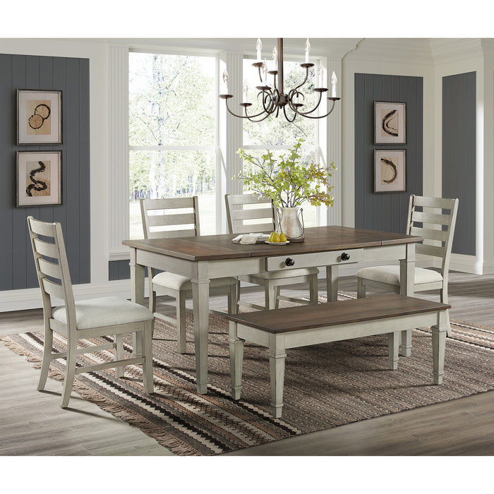 Farmington Rectangular Dining Table in Medium Brown and Washed Stone - Vida Furniture (Laredo,TX)