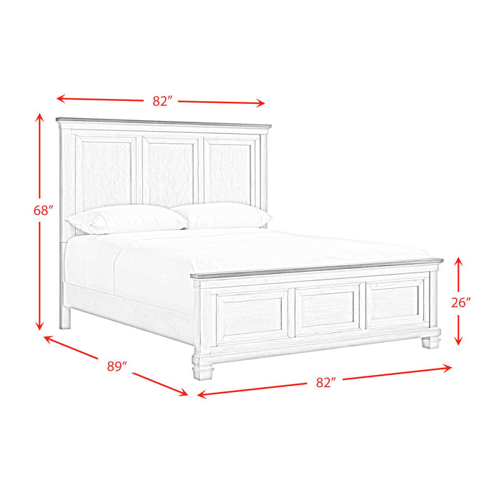 Farmington Panel Bedroom Set in Medium Brown and Washed Stone - Vida Furniture (Laredo,TX)