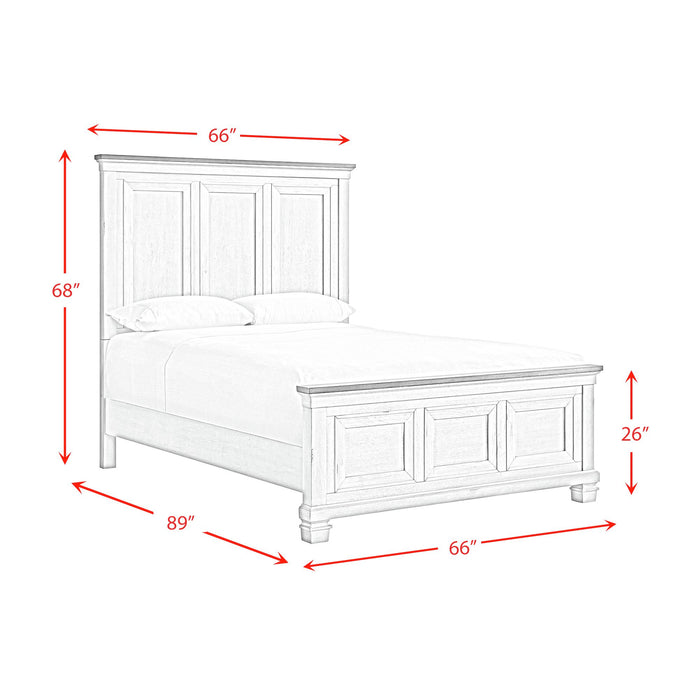 Farmington Panel Bed in Medium Brown and Washed Stone - Vida Furniture (Laredo,TX)