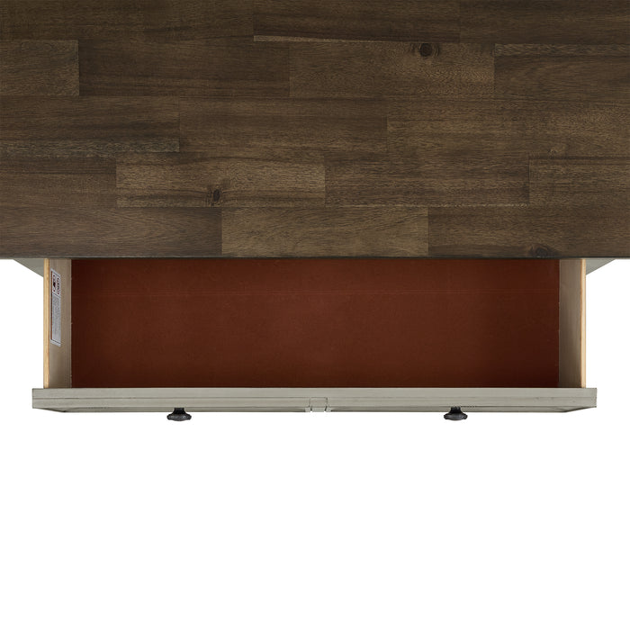 Farmington Panel Bedroom Set in Medium Brown and Washed Stone - Vida Furniture (Laredo,TX)