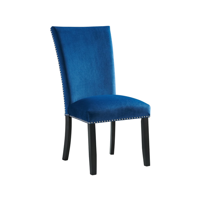 Francesca Rectangular Dining Blue Velvet Side Chair (2 Per Pack) - Vida Furniture (Laredo,TX)