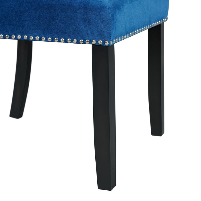 Francesca Rectangular Dining Blue Velvet Side Chair (2 Per Pack) - Vida Furniture (Laredo,TX)