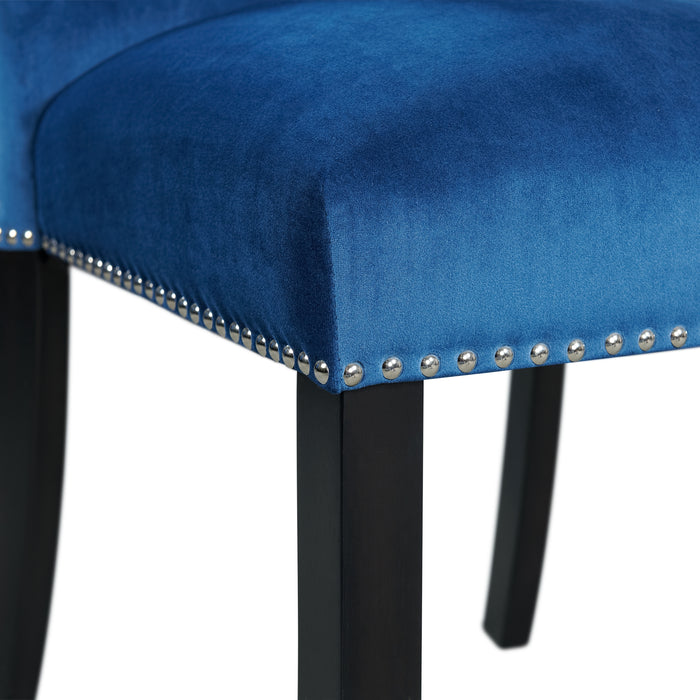 Francesca Rectangular Dining Blue Velvet Side Chair (2 Per Pack) - Vida Furniture (Laredo,TX)
