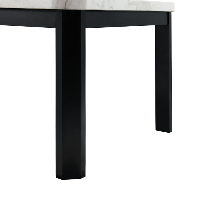 Francesca White Marble Rectangular 5PC Dining Set-Table & Four Black PU Chairs - Vida Furniture (Laredo,TX)