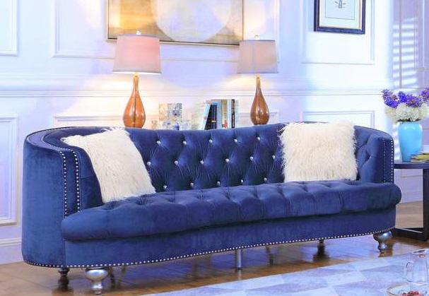 Galaxy Home Afreen Upholstered Sofa in Navy GHF-808857892751 - Vida Furniture (Laredo,TX)