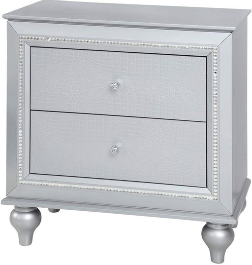Galaxy Home Amber 2 Drawer Nightstand in Silver GHF-808857994028 - Vida Furniture (Laredo,TX)