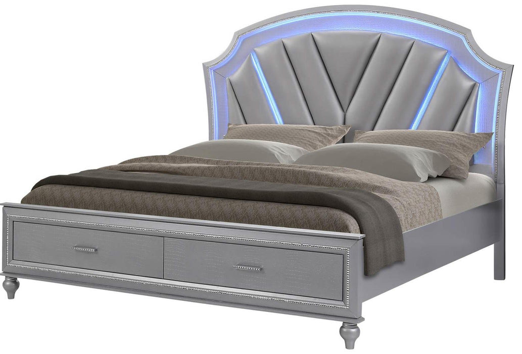 Galaxy Home Amber King Storage Bed in Silver GHF-808857661128 - Vida Furniture (Laredo,TX)