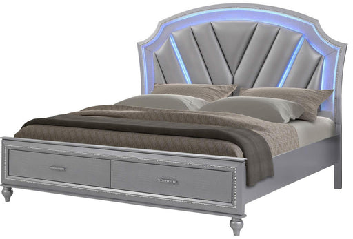 Galaxy Home Amber King Storage Bed in Silver GHF-808857661128 - Vida Furniture (Laredo,TX)